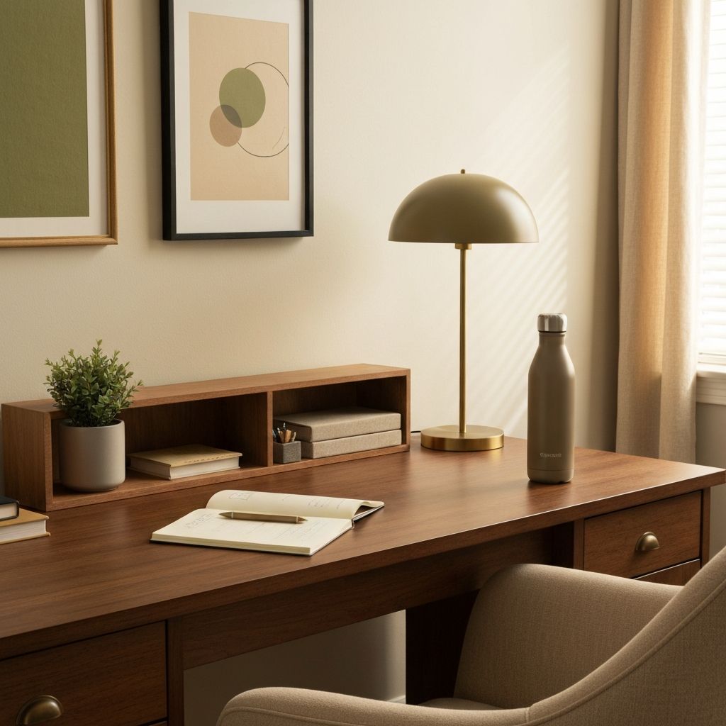 Thoughtful workspace with notebook, plant, and natural light for learning